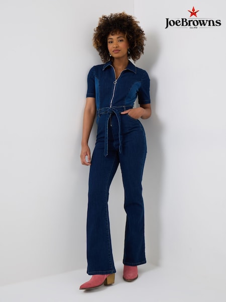 Joe Browns Blue Denim Belted Zip Jumpsuit (F51696) | ₪352