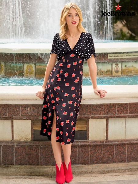 Joe Browns Black Polka Dot Lace Midi Dress (F51704) | €76