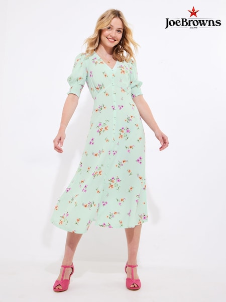 Joe Browns Sky Blue Ditsy Floral Button Midi Dress (F51714) | €77