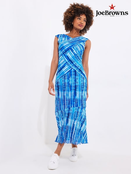 Joe Browns Blue Asymmetric Mesh Fluted Dress (F51717) | €74