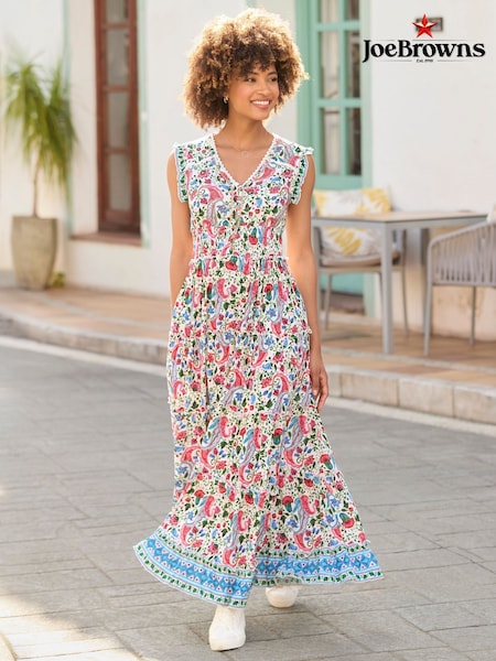 Joe Browns Cream Beaded Floral Print Button Maxi Dress (F51722) | 5,107 UAH