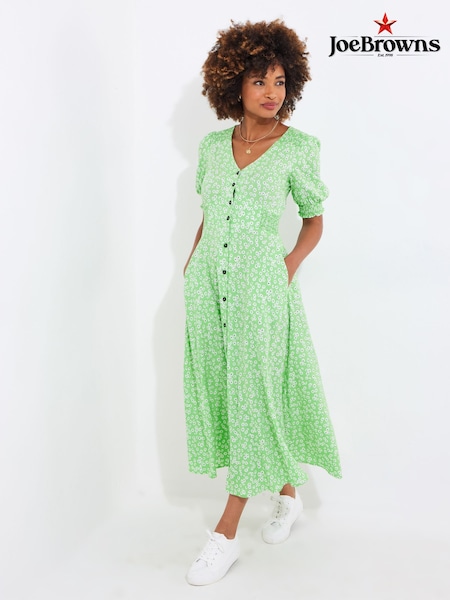 Joe Browns Green Puff Sleeve Daisy Maxi Dress (F51732) | ₪292