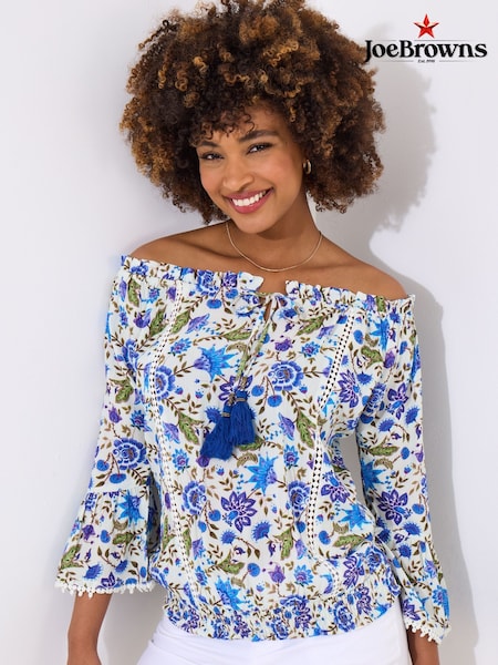 Joe Browns Blue Boho Floral Print Tassel Top (F51749) | 3,004 UAH