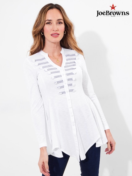 Joe Browns White Epaulette Military Style Tunic (F51757) | ₪277