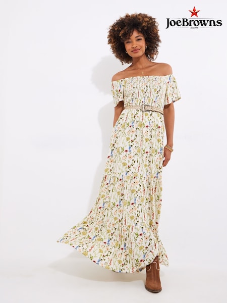 Joe Browns Cream Puff Sleeve Floral Print Midaxi Dress (F51758) | €83
