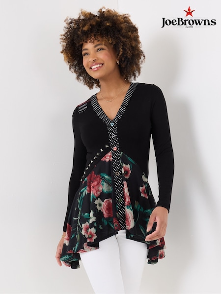 Joe Browns Black Rose Print Tunic with Mesh (F51779) | € 86