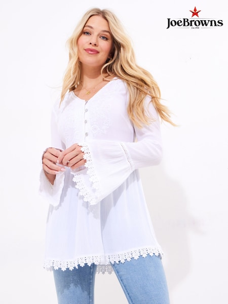 Joe Browns White Lace Trim Embroidered Tunic (F51789) | €69
