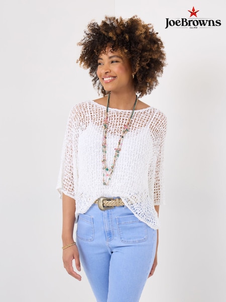 Joe Browns White Lightweight Stretchy Popcorn Knit Jumper (F51793) | $79