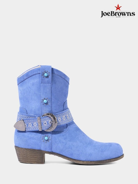 Joe Browns Blue Embroidered Strap Western Ankle Boots (F51805) | kr1 000