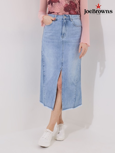 Joe Browns Blue Mid-Wash Frayed Hem Denim Skirt (F51830) | €66