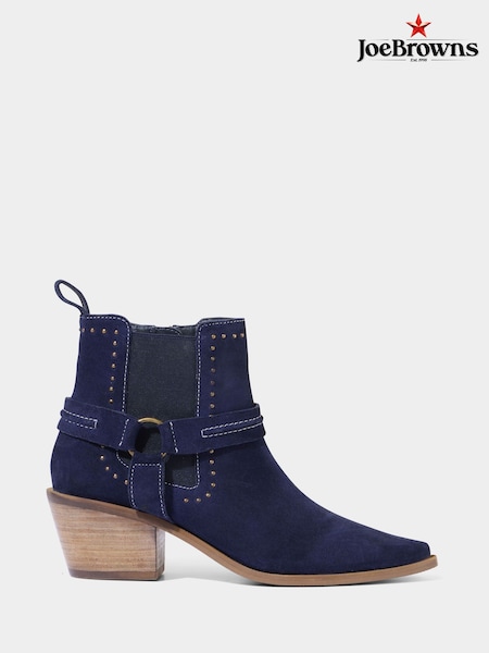 Joe Browns Blue Studded Premium Suede Western Ankle Boots (F51833) | ₪427