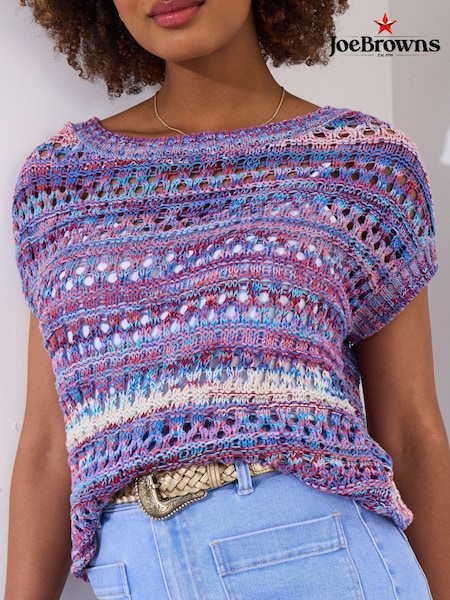 Joe Browns Blue Striped Open Knit 100% Cotton Jumper (F51849) | 3,004 UAH