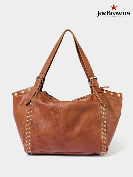 Joe Browns Brown Studded Buckle Washed Leather Bag (F51892) | ₪523