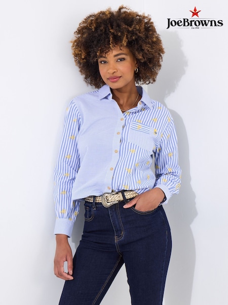Joe Browns Daisy Embroidered Stripe 100% Cotton Shirt (F51899) | ‏320 د.إ.‏