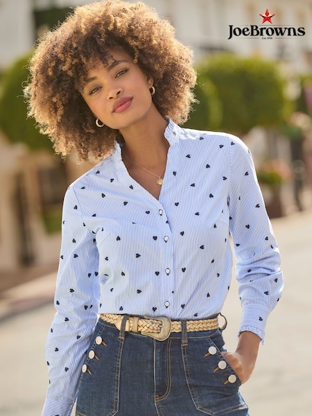 Joe Browns Blue Heart Embroidered 100% Cotton Shirt (F51900) | $94