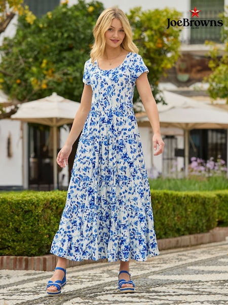 Joe Browns Blue Floral Full Crinkle Maxi Skirt (F51910) | ₪327