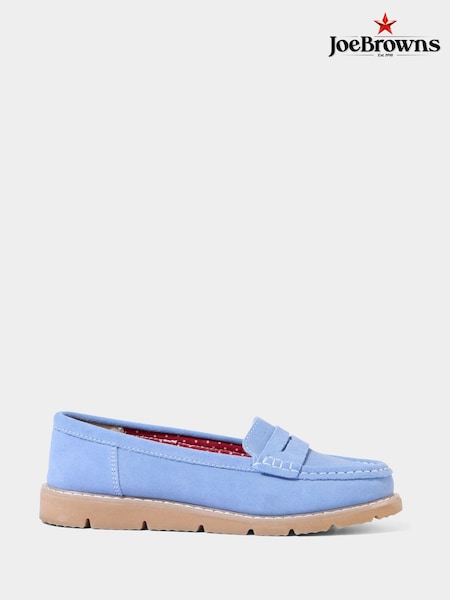Joe Browns Blue Cleated Sole Suede Leather Loafers (F51931) | €60
