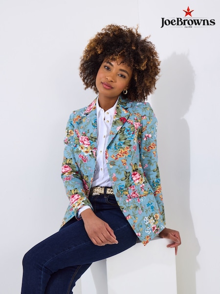 Joe Browns Blue Floral Print 100% Cotton Jacket (F51973) | ₪402