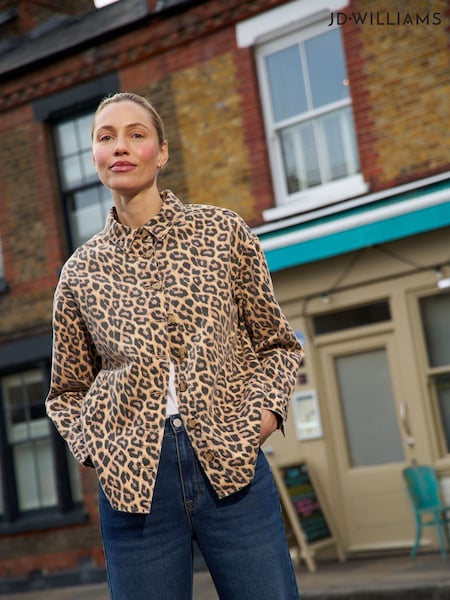 JD Williams Brown Leopard Print Denim Jacket (F51989) | €63