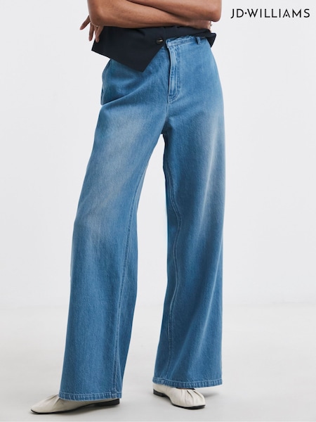 JD Williams Blue Premium Tailored Drape Wide Leg Jeans (F51996) | €58