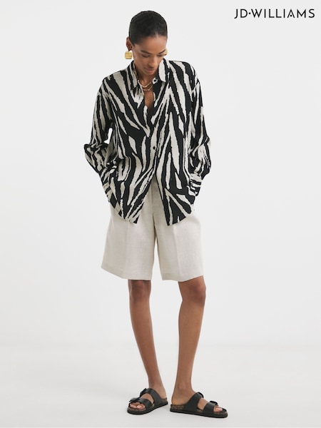 JD Williams White Printed Linen Shirt (F52000) | €40