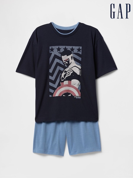 Gap Navy Blue Captain America Marvel Short Pyjamas (6-13yrs) (F52044) | €43