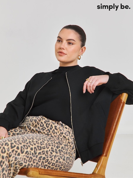 Simply Be Black Zip Through Bomber Jacket (F52242) | €35
