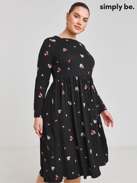 Simply Be Black Supersoft Pocket Midi Dress (F52259) | ₪151