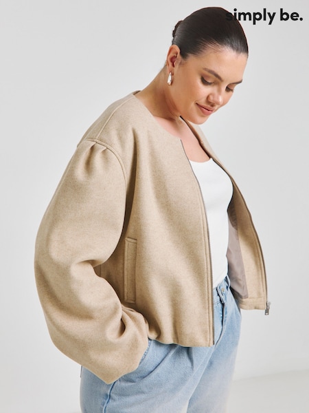 Simply Be Natural Faux Wool Bubble Hem Jacket (F52271) | €77