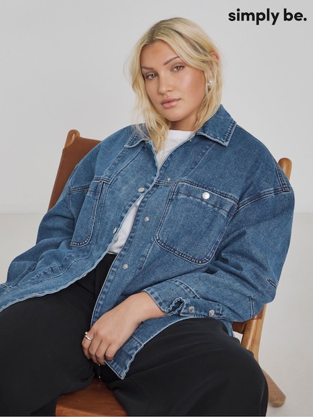 Simply Be Washed Denim Workwear 100% Cotton Jacket (F52286) | €66