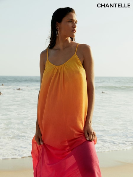 Chantelle Orange Aurora 100% Cotton Maxi Beach Dress (F52296) | 432 LEI