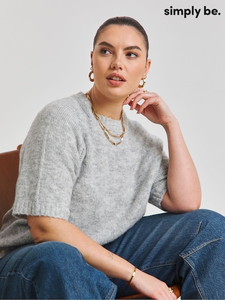 Simply Be Grey Half Sleeve Knitted Jumper (F52302) | AED186