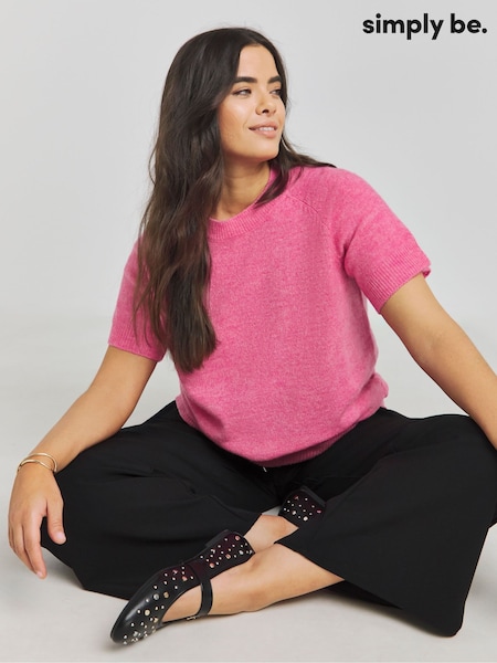 Simply Be Pink Short Sleeve Sponge Crew Neck Jumper (F52309) | €33