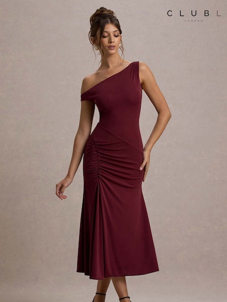 Club L London Red Kerensa One-Shoulder Midi Dress (F52408) | €99