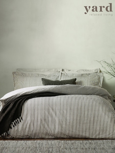 Yard Black Hebden Striped 100% Cotton Duvet Cover and Pillowcase Set (F52423) | €34 - €66