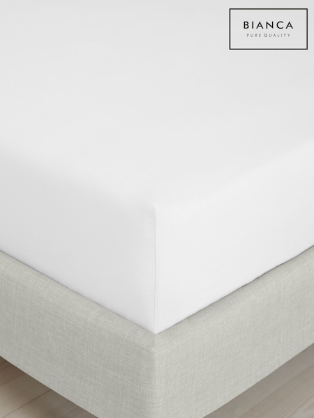 Bianca White 200 Thread Count Cotton Percale Deep Fitted Sheet (F52434) | 59 QAR