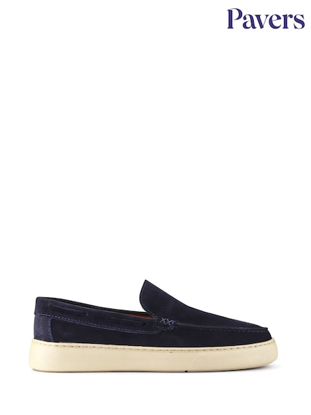 Pavers Blue Leather Slip-Ons Shoes (F52489) | ₪251
