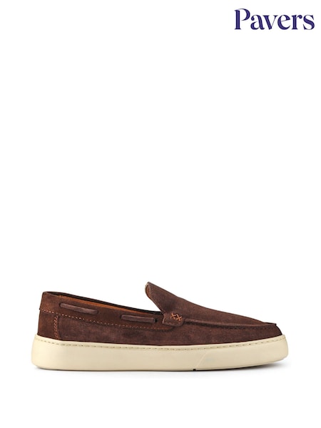 Pavers Brown Leather Slip-Ons Shoes (F52494) | €71