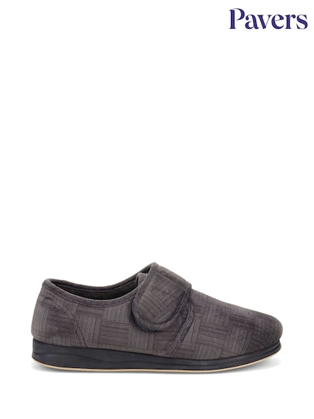 Pavers Grey Adjustable Touch Fasten Slippers (F52500) | €33