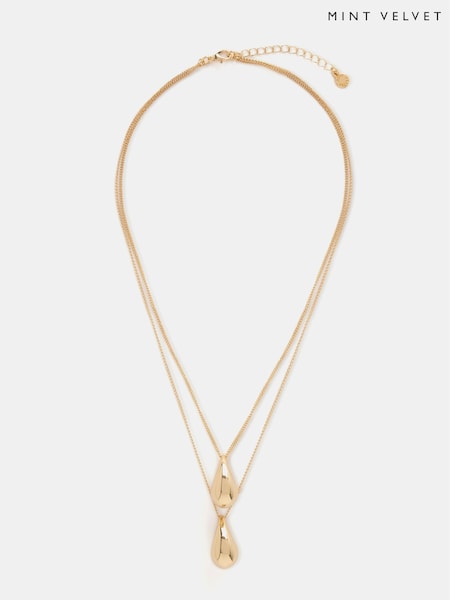 Mint Velvet Gold Tone Teardrop Layered Necklace (F52565) | €50
