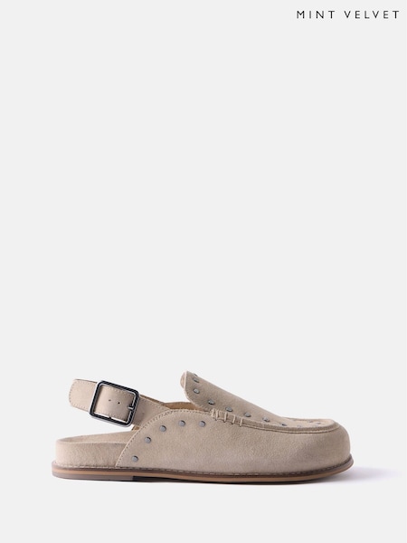 Mint Velvet Cream Sling Back Studded Clogs (F52569) | AED577