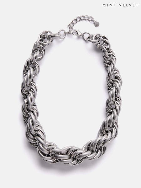 Mint Velvet Silver Tone Twisted Statement Necklace (F52592) | €50
