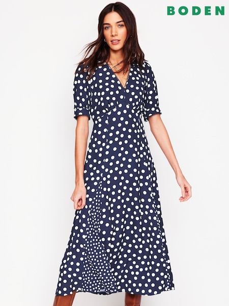 Boden Blue Rosie Godet Tea Dress (F52684) | €212