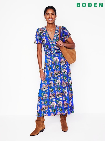 Boden Blue Ellie Flutter Maxi Tea Dress (F52695) | $192