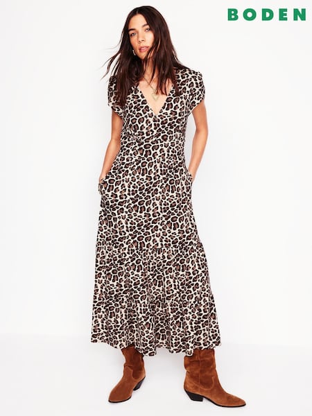Boden Brown Tiered Jersey Midi Dress (F52714) | €102