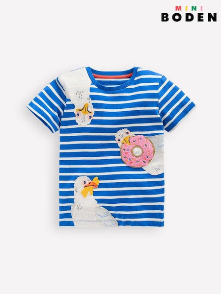 Boden Blue Appliqué 100% Cotton T-Shirt (F52737) | AED55 - AED61