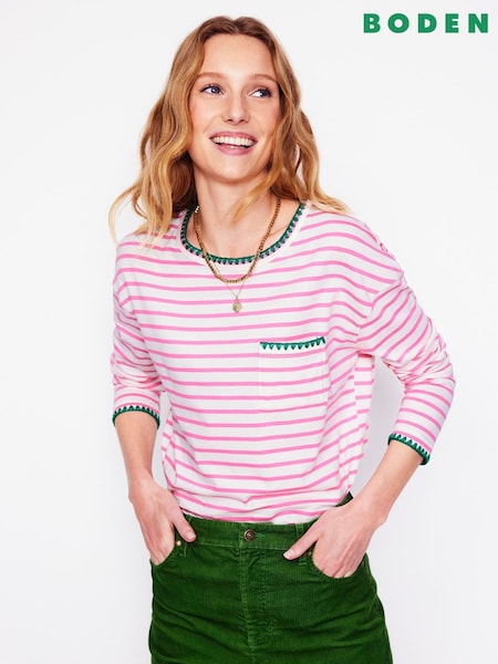 Boden Pink Blanket Stitch 100% Cotton Top (F52767) | 2,644 UAH