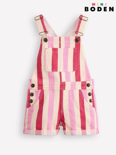 Boden Pink Heart Pocket Short Dungarees (F52795) | $48 - $54