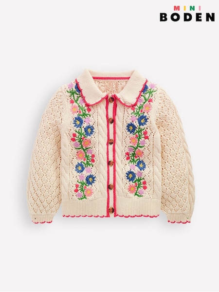 Boden Cream Embroidered 100% Cotton Cardigan (F52799) | AED131 - AED142
