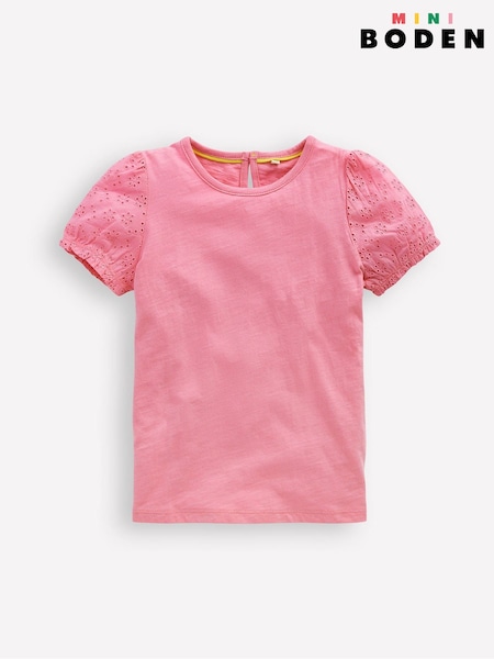 Boden Pink Broderie Mix 100% Cotton T-Shirt (F52814) | $27 - $30